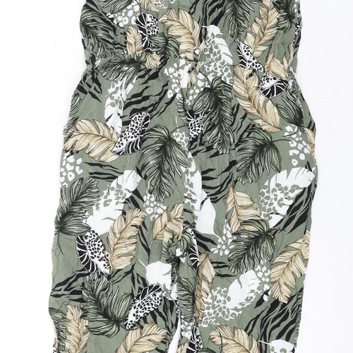 Dorothy Perkins Womens Green Floral Polyester Jumpsuit One-Piece Size 6 Button