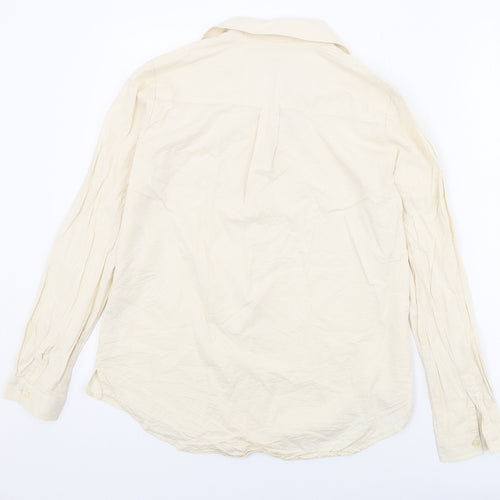 Lily of the Row Womens Beige Cotton Basic Button-Up Size 12 Collared