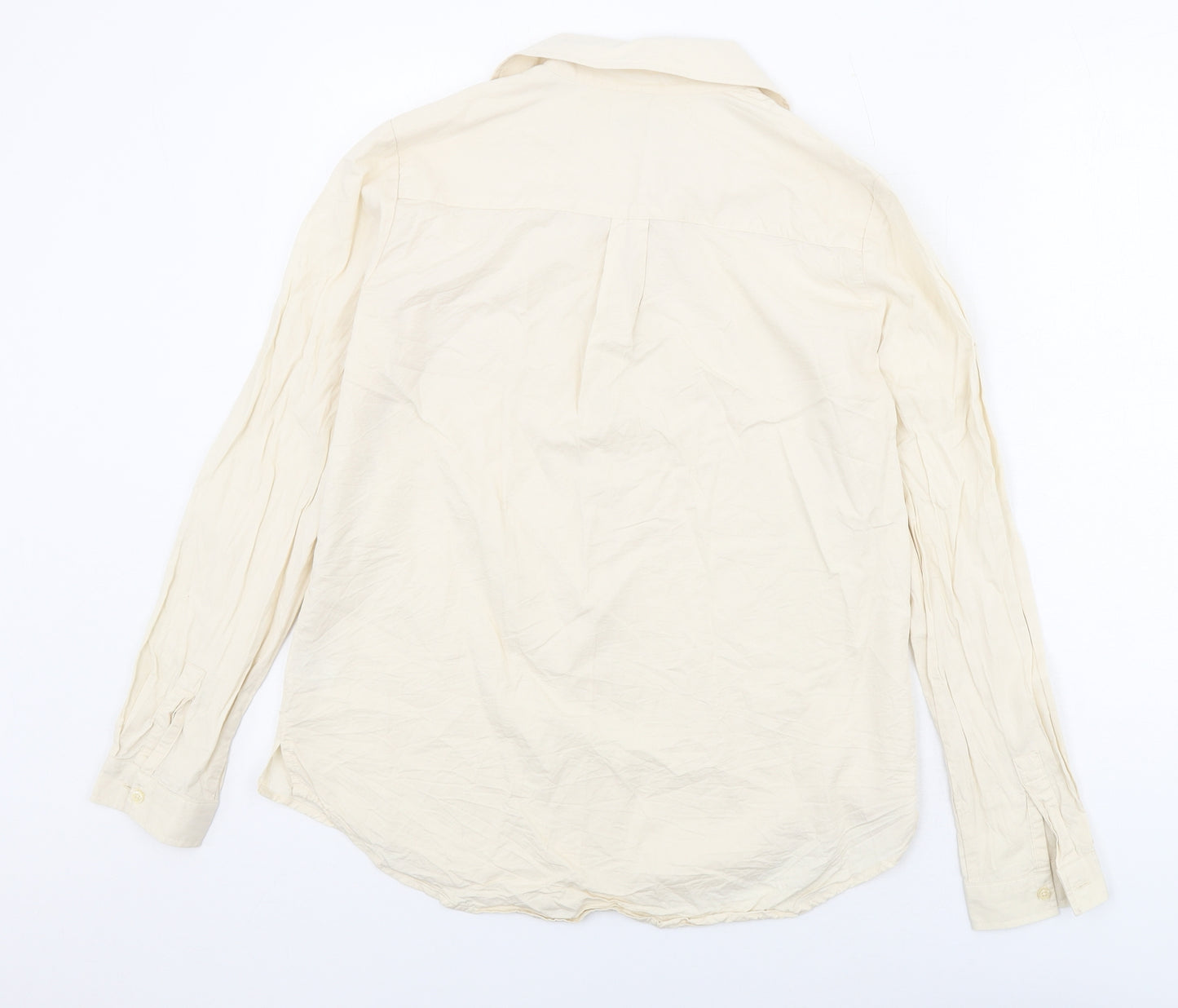 Lily of the Row Womens Beige Cotton Basic Button-Up Size 12 Collared