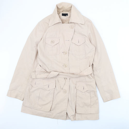 H&M Womens Beige Trench Coat Coat Size 14 Button