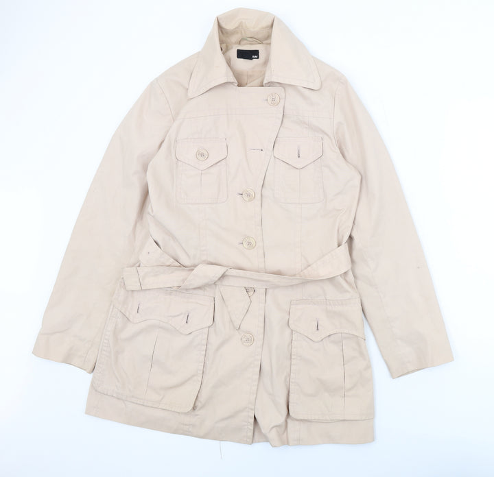 H&M Womens Beige Trench Coat Coat Size 14 Button