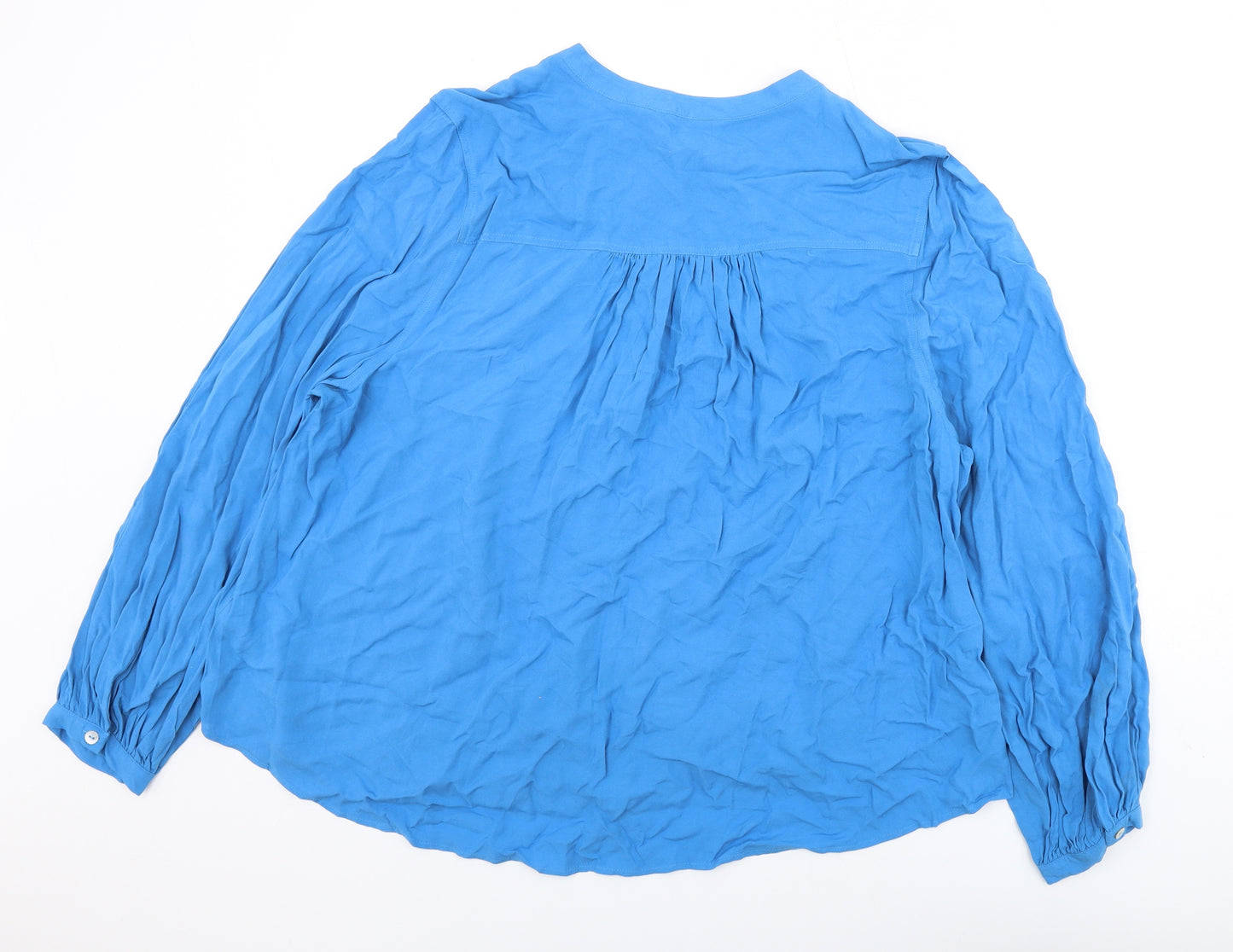 Marks and Spencer Womens Blue Viscose Basic Blouse Size 20 V-Neck