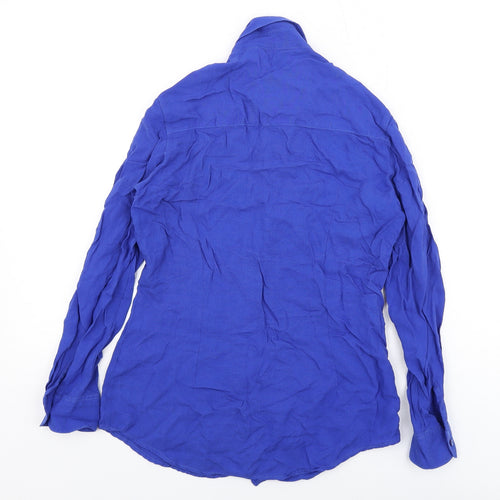 NEXT Womens Blue Cupro Basic Button-Up Size 10 Collared