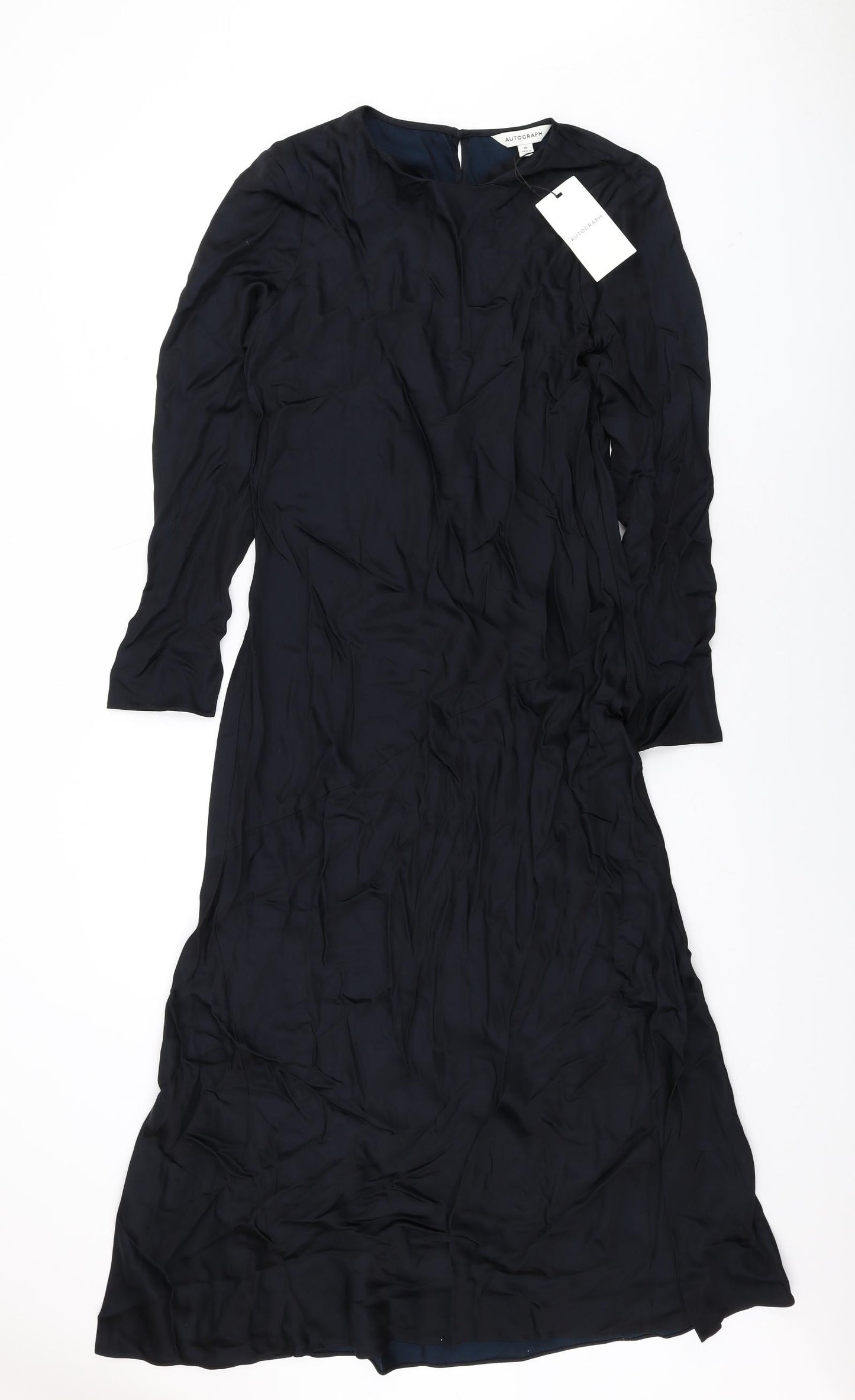 Autograph Womens Black Viscose Fit & Flare Size 10 Round Neck Zip