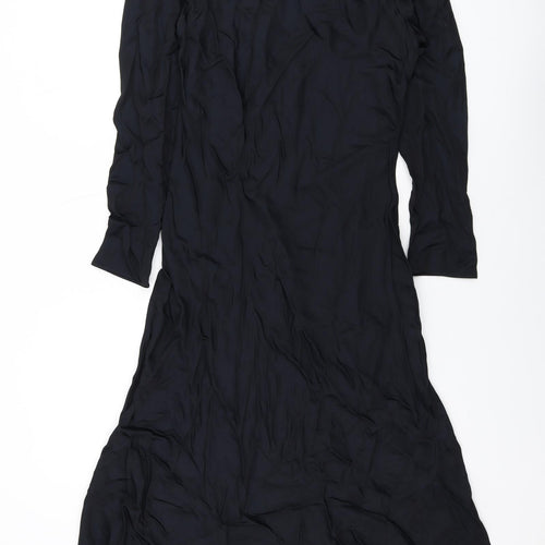 Autograph Womens Black Viscose Fit & Flare Size 10 Round Neck Zip