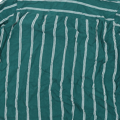 Divided Womens Green Striped Viscose Basic Blouse Size 12 Collared