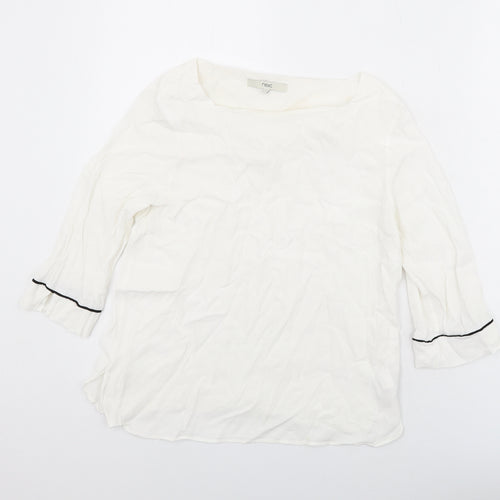 NEXT Womens White Viscose Basic Blouse Size 12 Square Neck