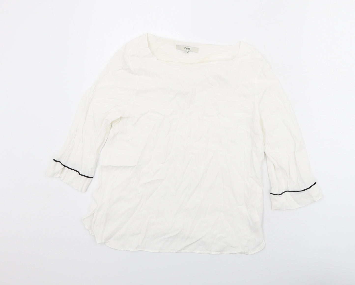 NEXT Womens White Viscose Basic Blouse Size 12 Square Neck