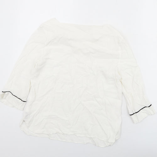 NEXT Womens White Viscose Basic Blouse Size 12 Square Neck