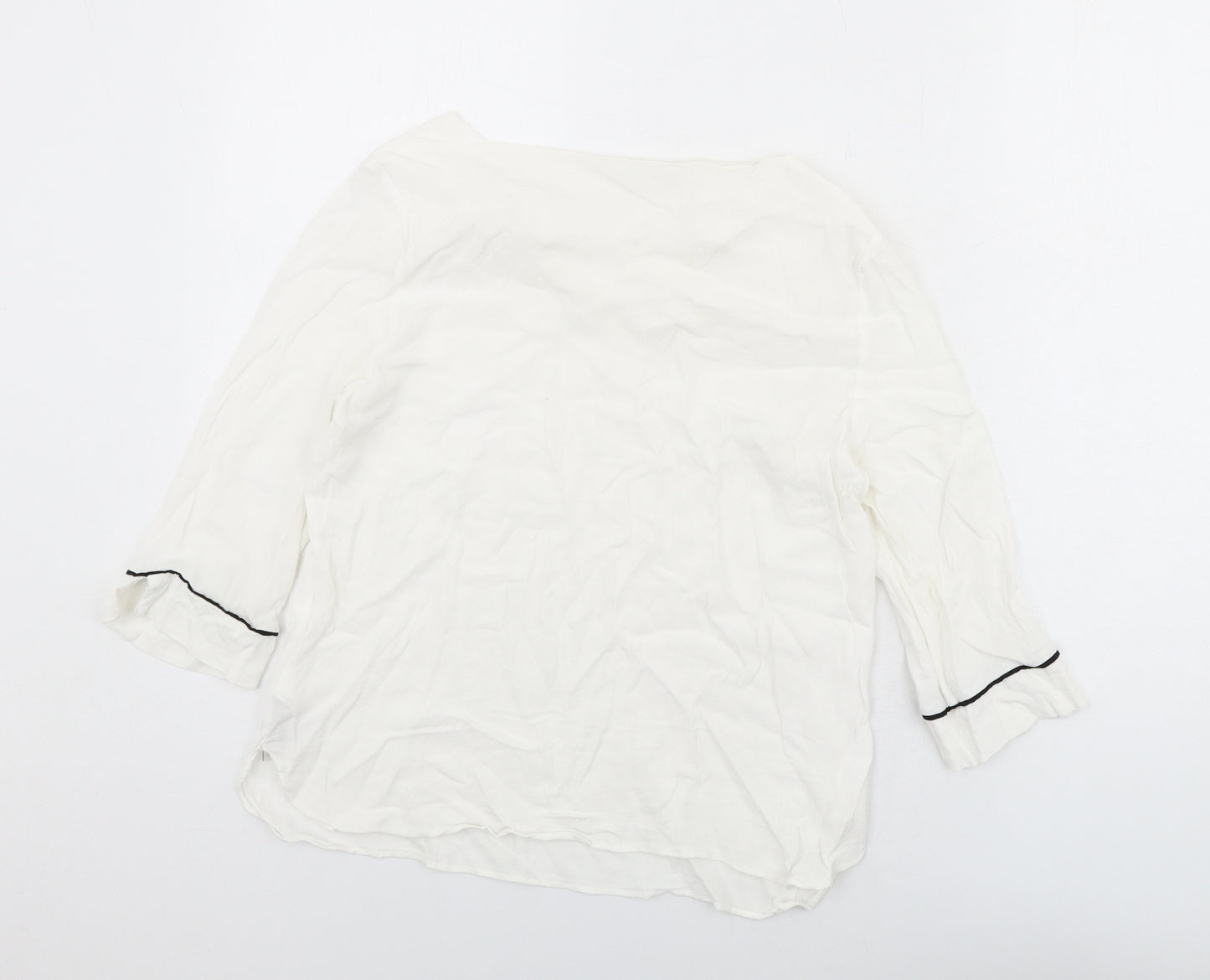 NEXT Womens White Viscose Basic Blouse Size 12 Square Neck