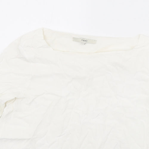 NEXT Womens White Viscose Basic Blouse Size 12 Square Neck