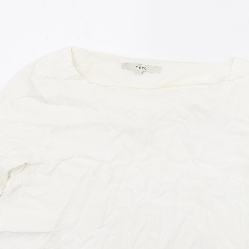 NEXT Womens White Viscose Basic Blouse Size 12 Square Neck