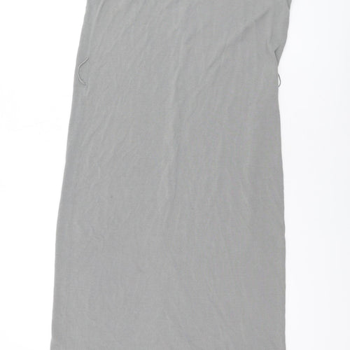 Zara Womens Grey Cotton Maxi Size M V-Neck Button