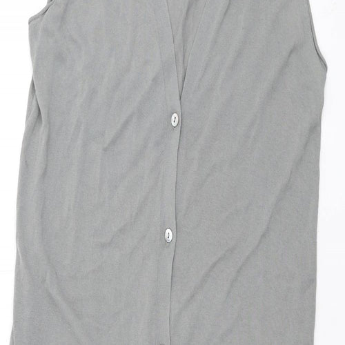 Zara Womens Grey Cotton Maxi Size M V-Neck Button