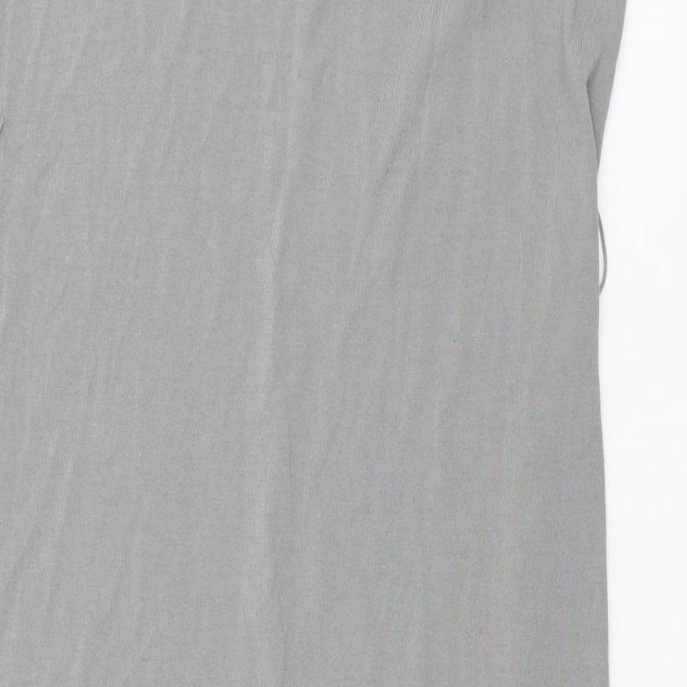 Zara Womens Grey Cotton Maxi Size M V-Neck Button