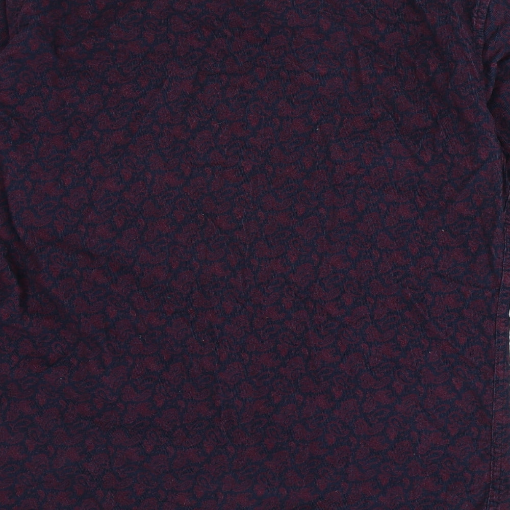 French Connection Mens Blue Paisley Cotton Dress Shirt Size M Collared Button