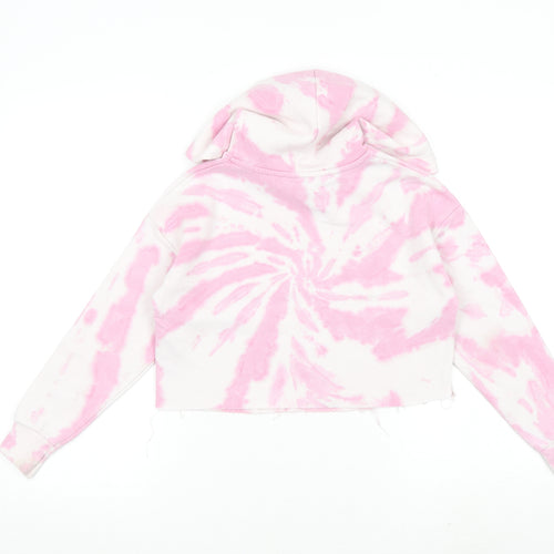 New Look Girls Pink Geometric Polyester Pullover Hoodie Size 9 Years Pullover