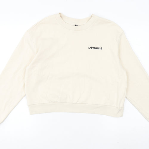 H&M Womens Beige Cotton Pullover Sweatshirt Size M Pullover