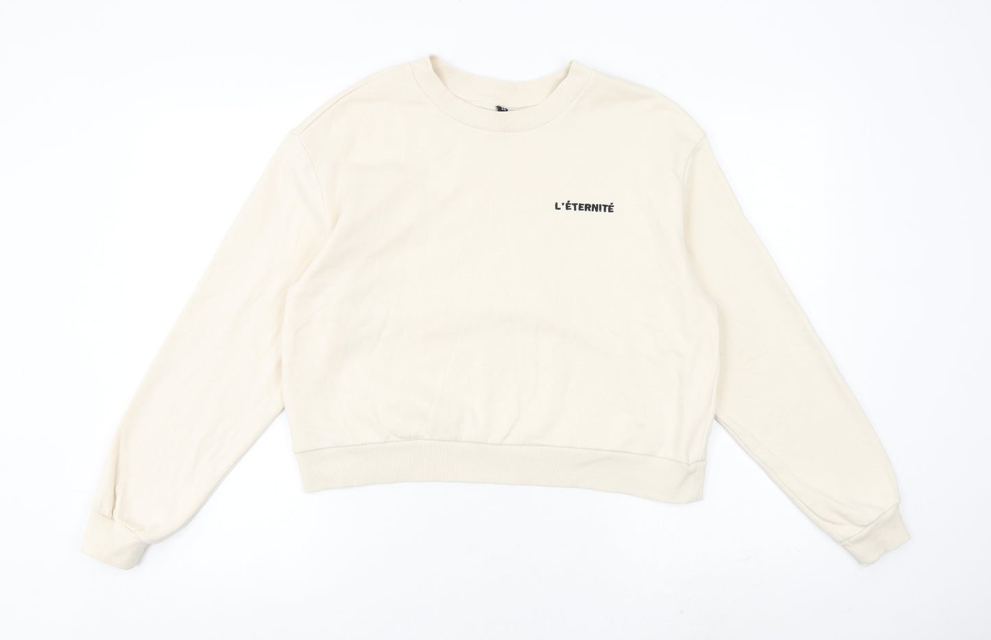 H&M Womens Beige Cotton Pullover Sweatshirt Size M Pullover