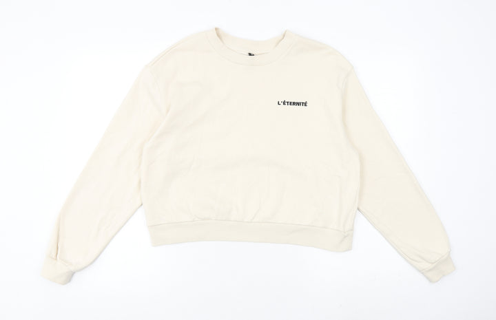 H&M Womens Beige Cotton Pullover Sweatshirt Size M Pullover