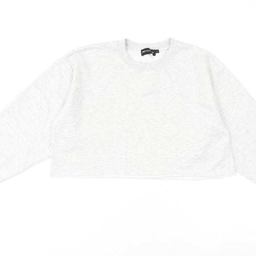 PRETTYLITTLETHING Womens Grey Cotton Pullover Sweatshirt Size S Pullover