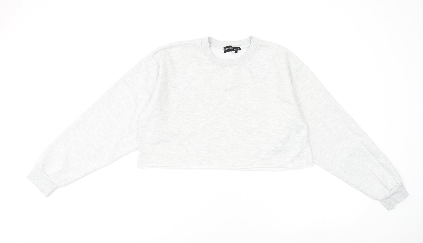 PRETTYLITTLETHING Womens Grey Cotton Pullover Sweatshirt Size S Pullover