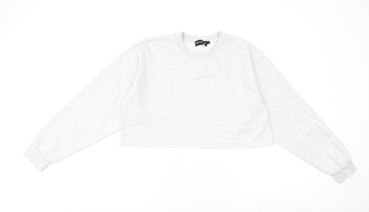 PRETTYLITTLETHING Womens Grey Cotton Pullover Sweatshirt Size S Pullover