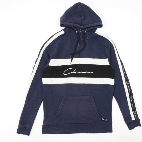 Closure Mens Blue Cotton Pullover Hoodie Size M