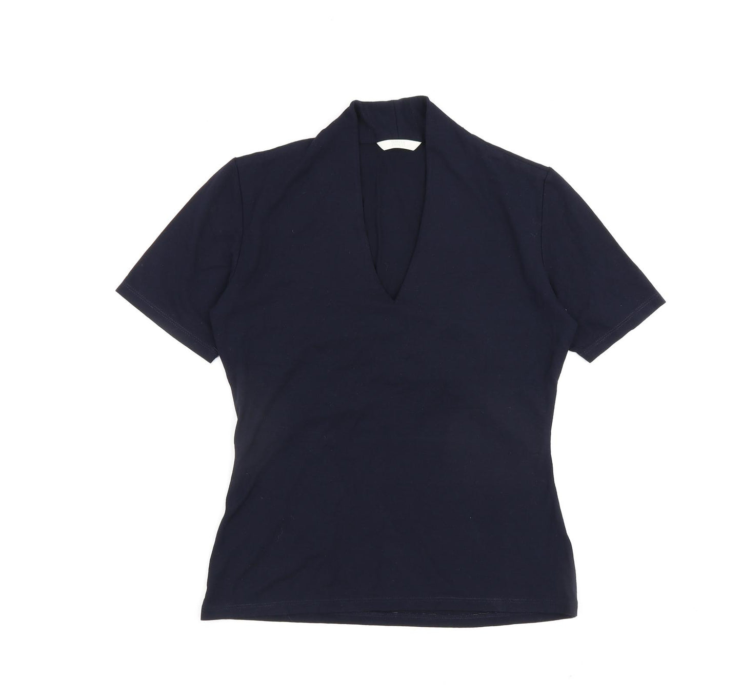 Marks and Spencer Womens Blue Viscose Basic Blouse Size 10 V-Neck