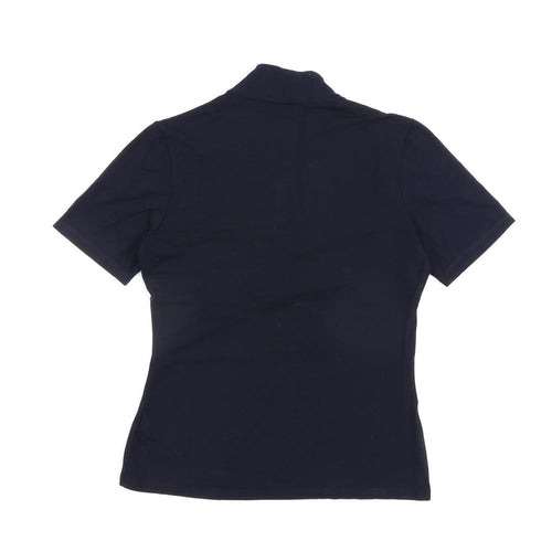 Marks and Spencer Womens Blue Viscose Basic Blouse Size 10 V-Neck