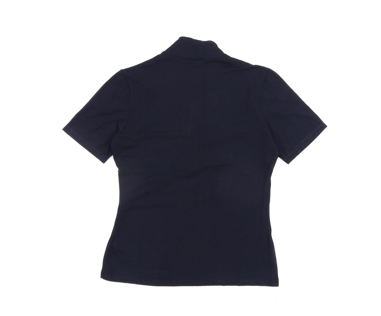 Marks and Spencer Womens Blue Viscose Basic Blouse Size 10 V-Neck