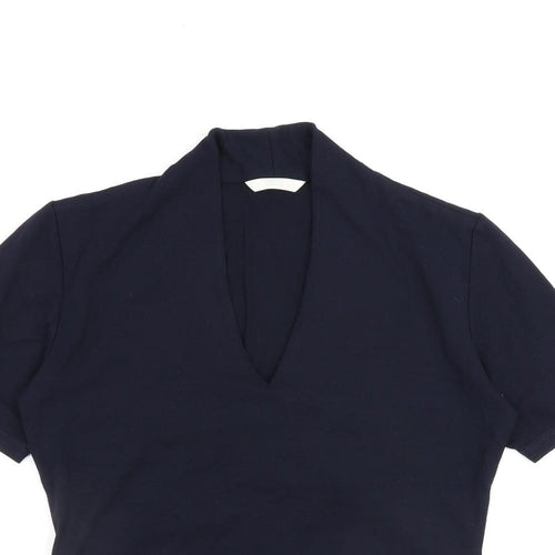 Marks and Spencer Womens Blue Viscose Basic Blouse Size 10 V-Neck