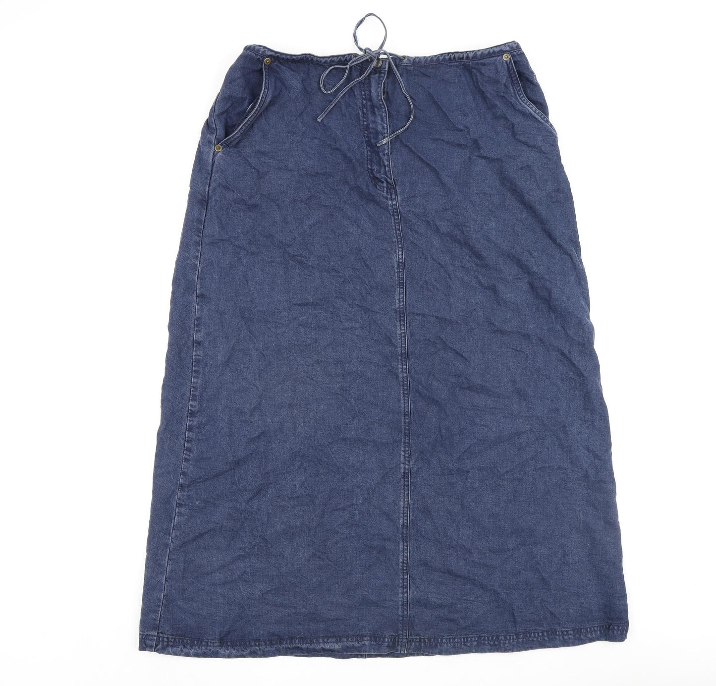 EAST Womens Blue Viscose A-Line Skirt Size 16 Zip