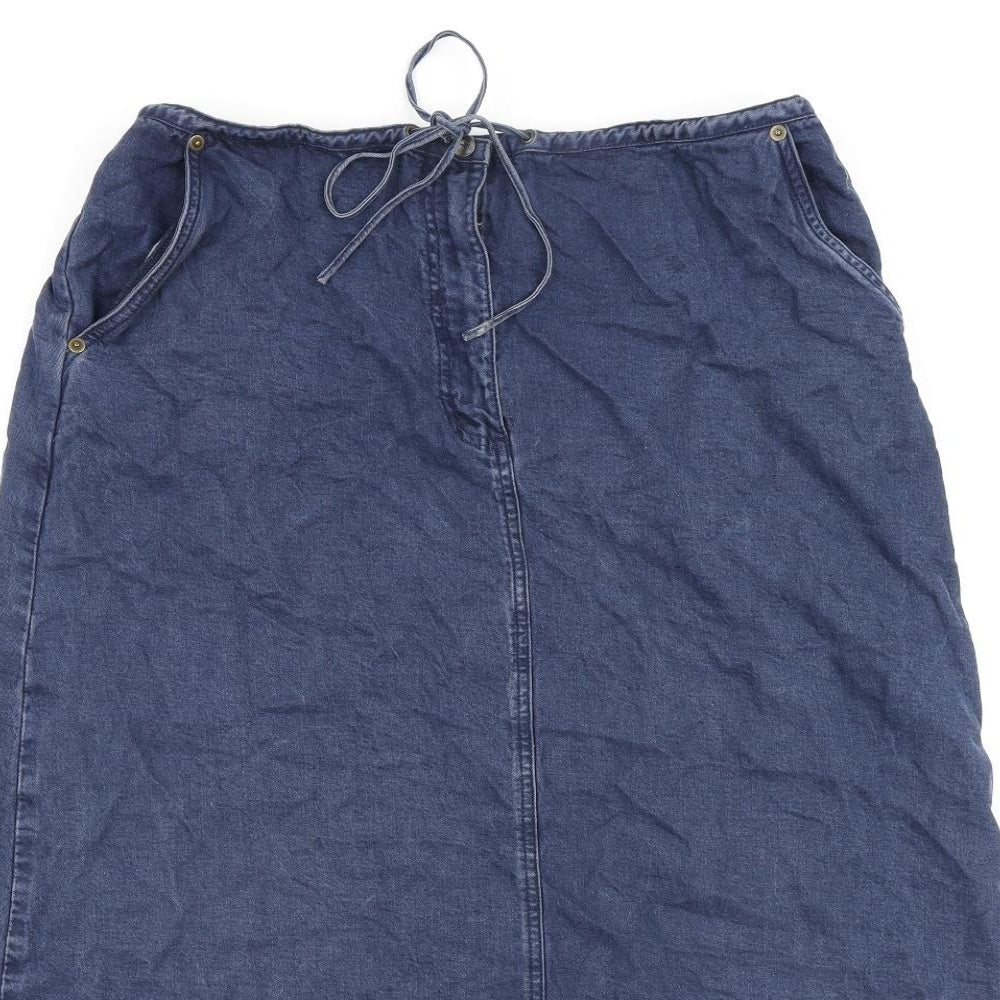EAST Womens Blue Viscose A-Line Skirt Size 16 Zip
