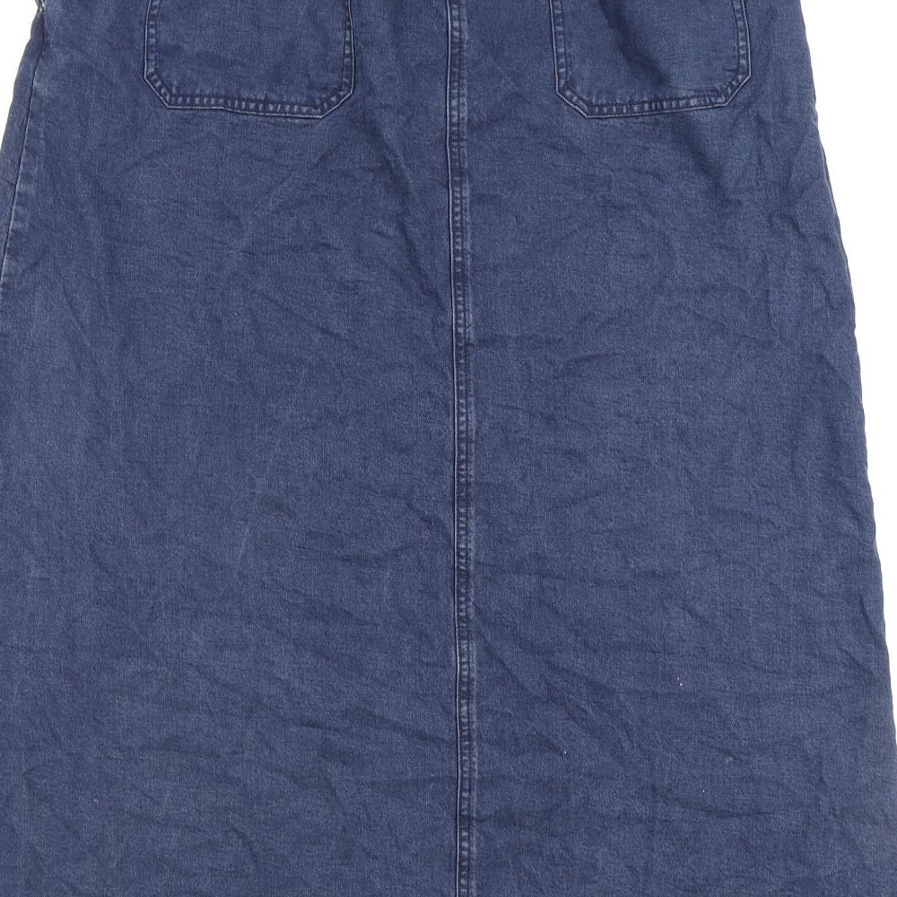 EAST Womens Blue Viscose A-Line Skirt Size 16 Zip