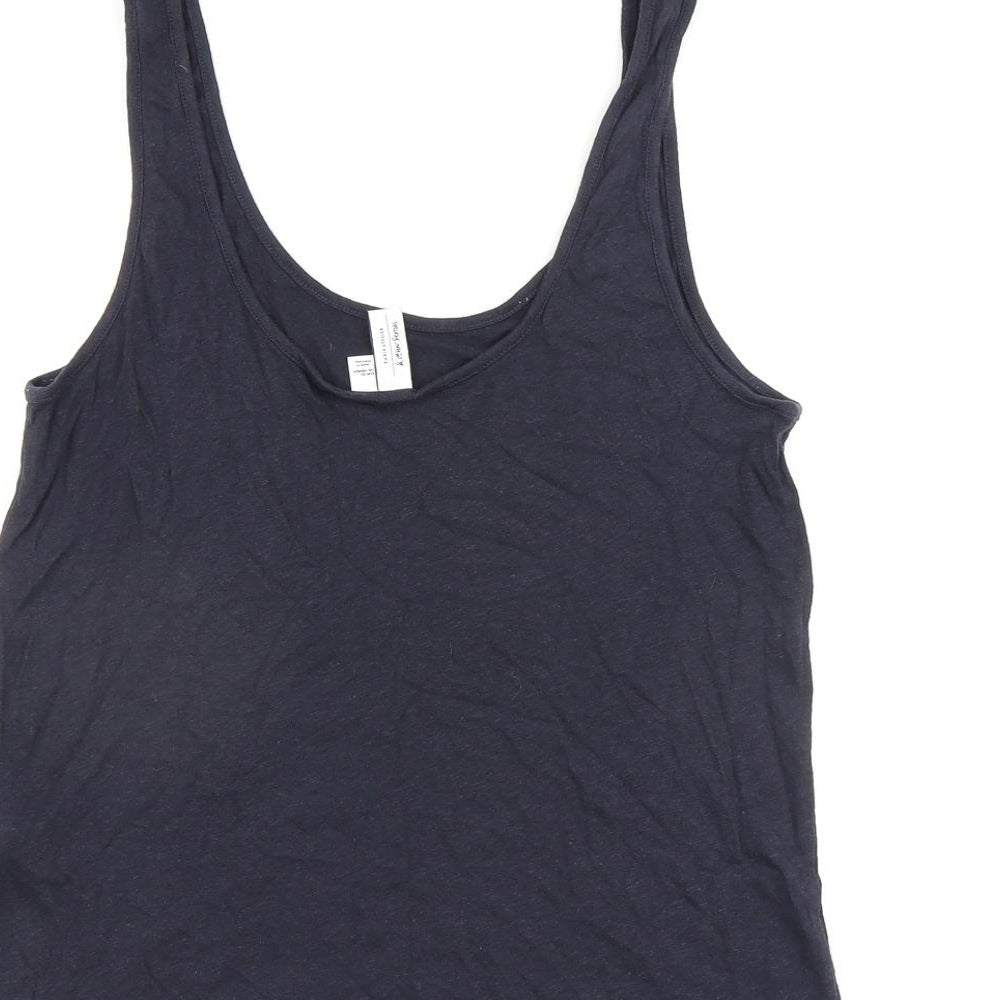 & Other Stories Womens Black Cotton Basic Tank Size XS Scoop Neck