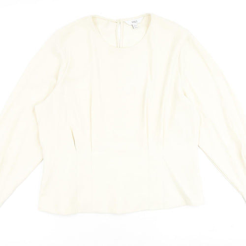 Marks and Spencer Womens Ivory Polyester Basic Blouse Size 18 Round Neck