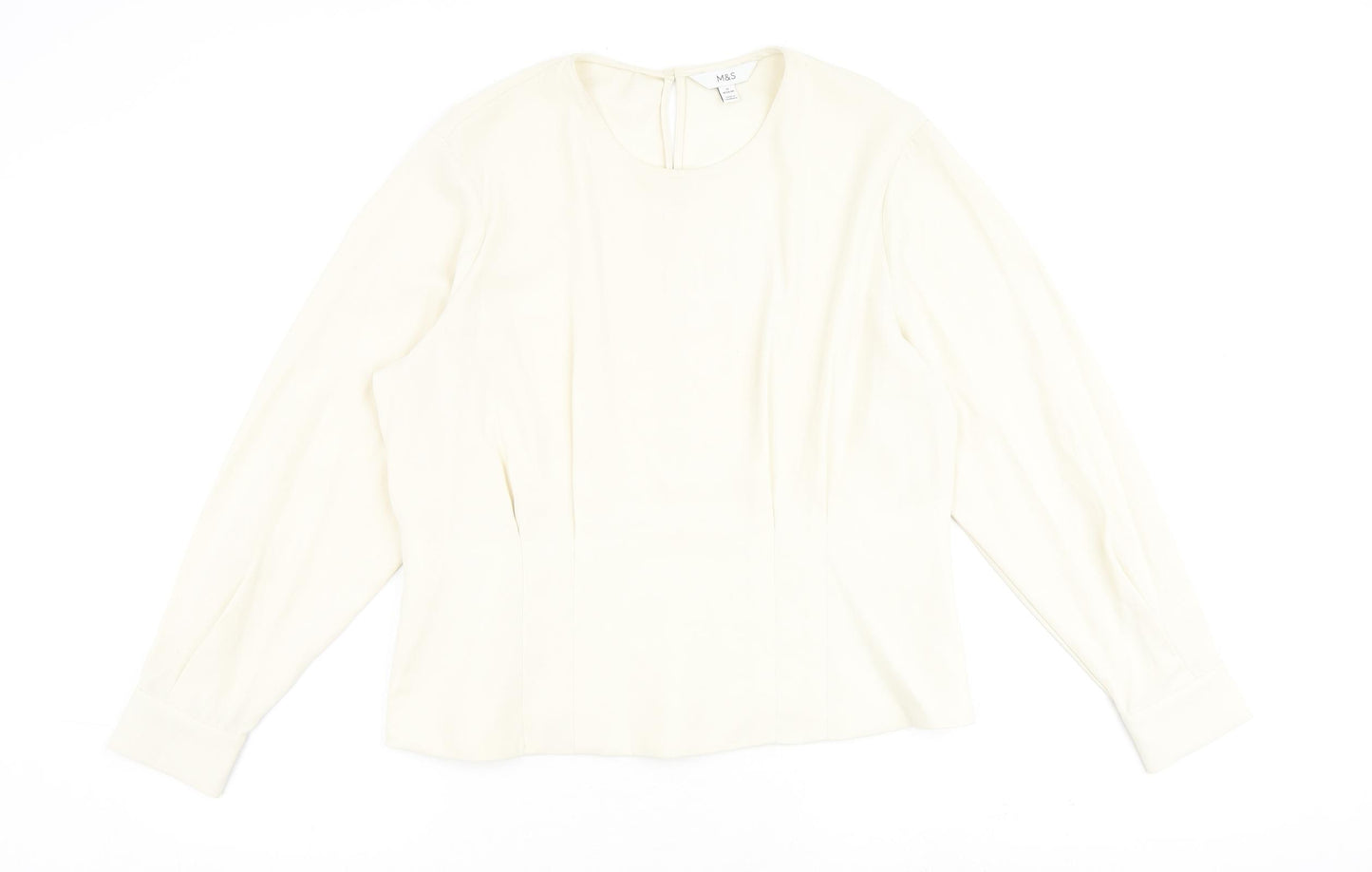 Marks and Spencer Womens Ivory Polyester Basic Blouse Size 18 Round Neck