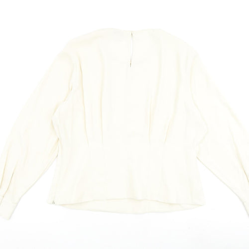 Marks and Spencer Womens Ivory Polyester Basic Blouse Size 18 Round Neck