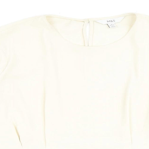 Marks and Spencer Womens Ivory Polyester Basic Blouse Size 18 Round Neck