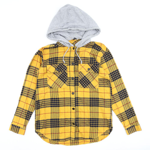 H&M Womens Yellow Check Jacket Size 8 Snap