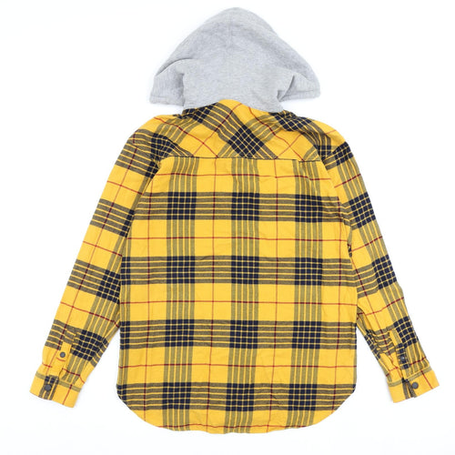 H&M Womens Yellow Check Jacket Size 8 Snap