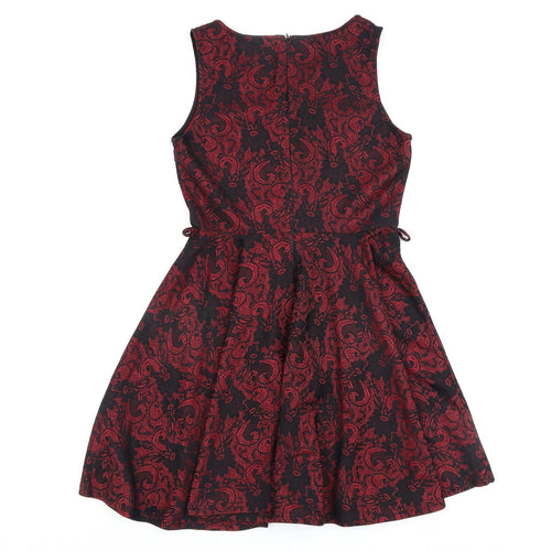 AX Paris Womens Red Polyester A-Line Size 10 Round Neck Zip