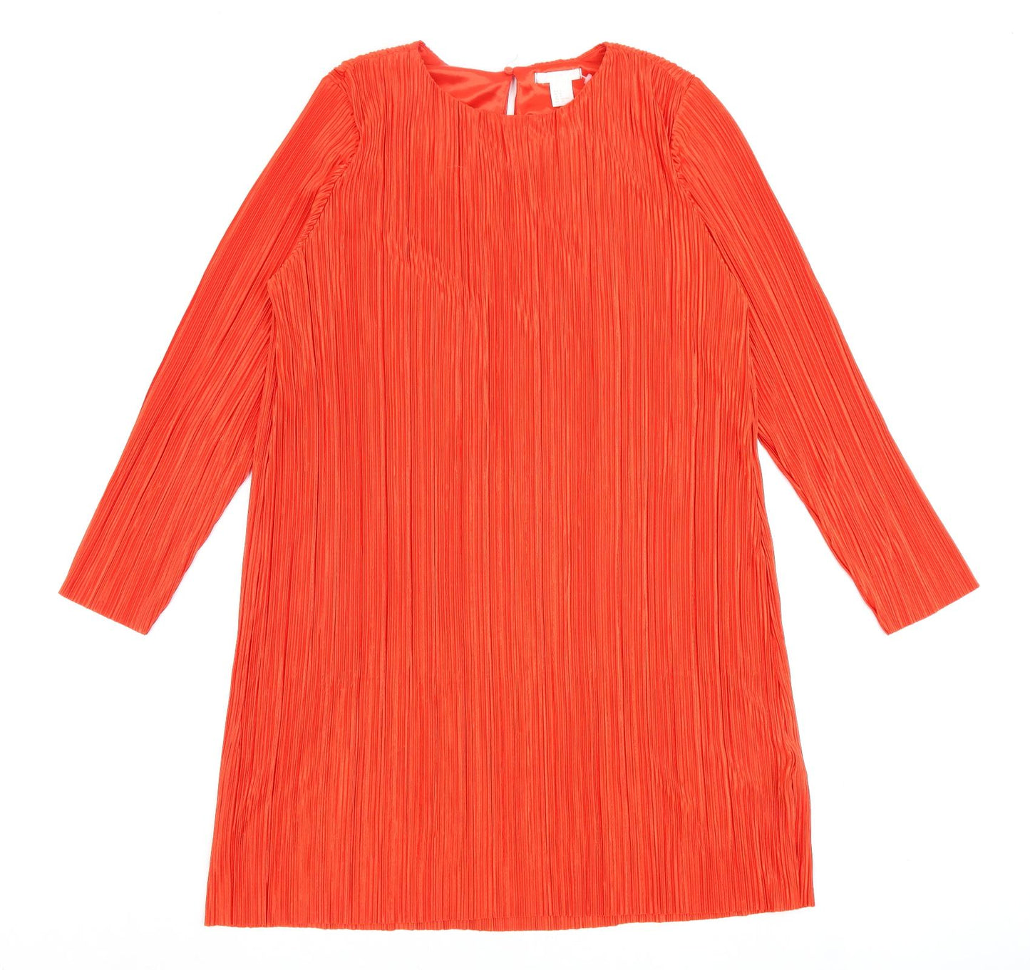H&M Womens Red Polyester A-Line Size S Round Neck Button