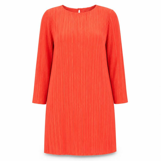 Front view of H&M women’s red polyester a-line, size S, round neck button