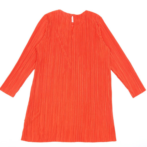 H&M Womens Red Polyester A-Line Size S Round Neck Button