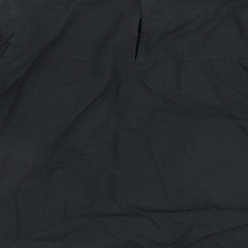 Topshop Womens Black Floral 100% Cotton Basic Blouse Size 8 Round Neck