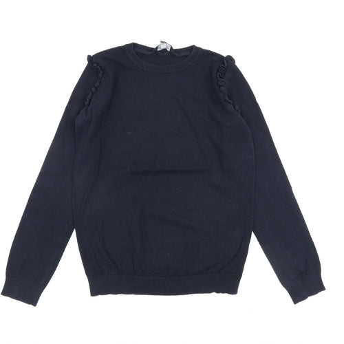 Dorothy Perkins Womens Blue Round Neck Cotton Pullover Jumper Size 8