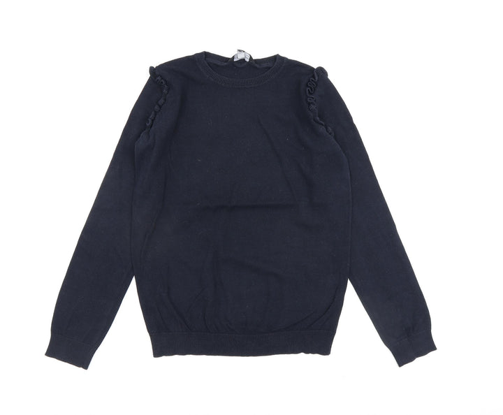Dorothy Perkins Womens Blue Round Neck Cotton Pullover Jumper Size 8
