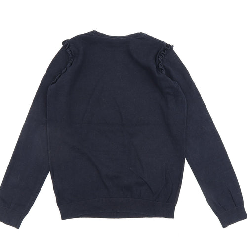 Dorothy Perkins Womens Blue Round Neck Cotton Pullover Jumper Size 8